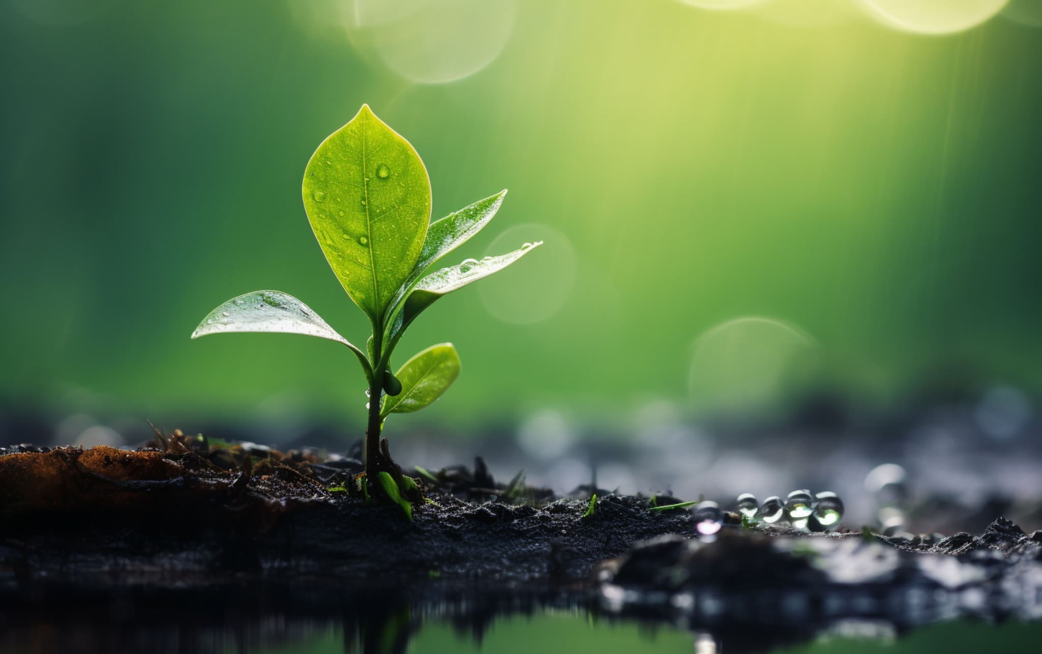 Infographic showing environmental governance in the New Economic City: air quality, smart water and sewer networks, stormwater drainage, clean energy, green spaces, soil protection, and noise reduction.